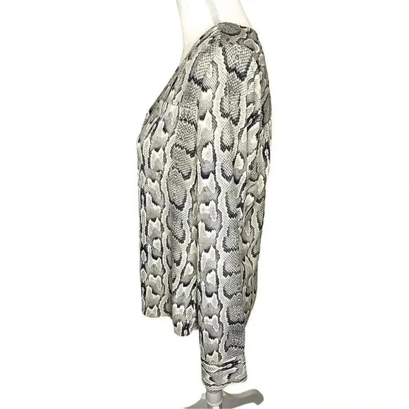 Express Women’s Small Snakeskin Pattern Button Front V-Neck Blouse - Picture 2 of 4